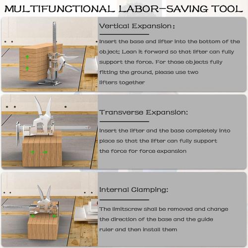 2Pcs Metal Labor Saving Arm Jack, Load-Bearing 440 lb Multi-Function Height Adjustment Lifting Device Arm Tool Lift Wall Tile Locator Door Panel Lifting Cabinet Jack Board Lifter