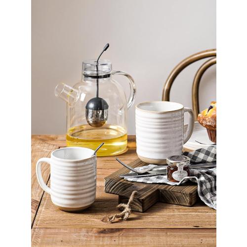 LE TAUCI Coffee Mugs 12 oz, Ceramic Coffee Cups for Latte, Hot Tea, Cappuccino, Mocha, Cocoa, Housewarming Wedding Present Mug Set - Set of 4, Arctic White