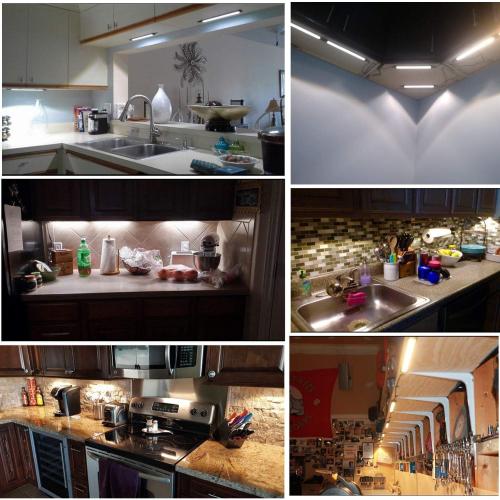 AIBOO LED Under Counter Light Rigid Bar Kit, Plug in Corded Under Cabinet Lighting with 12V LED Dimmable Switch for Counter Shelf Showcase Display Lighting (6 Panels,Warm White)