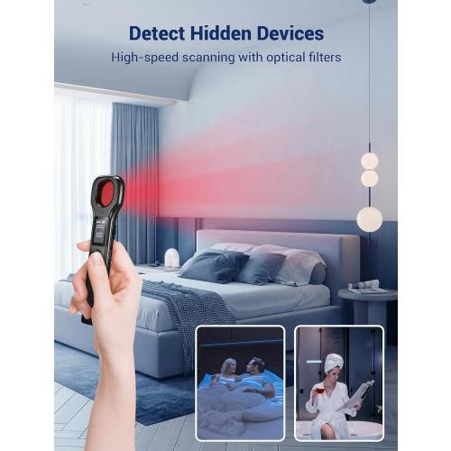 Hidden Camera Detectors, 2025 Camera Detector, GPS Tracker & Bug Detector, Listening Device Detector, 5 Levels Sensitivity 4 Modes for Hotel Rooms, Travel, Office, Car(Black)