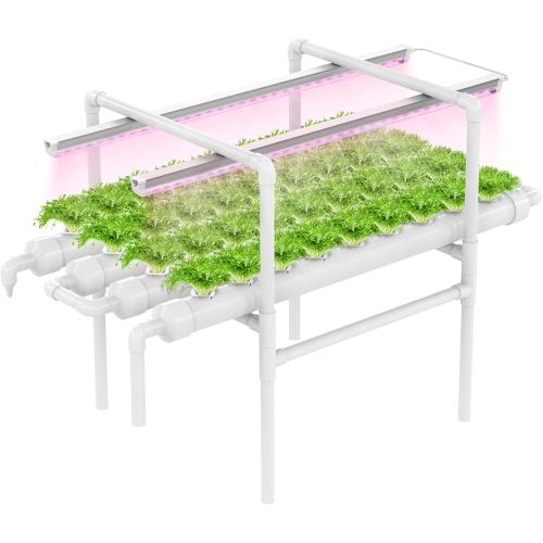 NFT Hydroponic Growing System Kit - Full-Spectrum Grow Lights ＆ Timer | 36 Plant Sites | Food-Grade PVC-U Pipes | Auto Water Pump & Timer | Indoor Gardening for Leafy Greens, Lettuce & Herbs