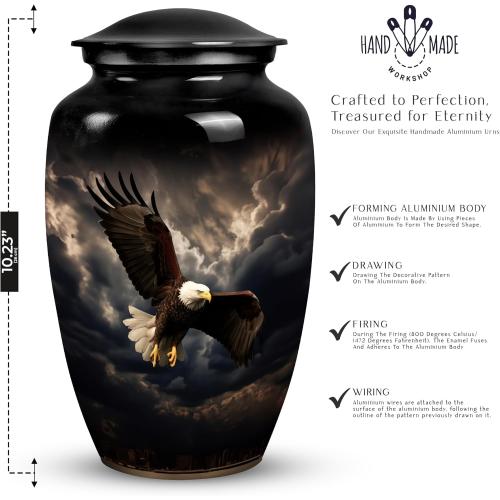 Eagle Urn with Rain Clouds - Adult Ashes Memorial Urn for Men & Women