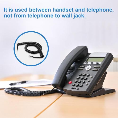 EZYUMM Phone Cord for Landline, 2 Pack Black Handset Telephone Cord, 10Ft Uncoiled(1.5 FT Coiled) Universal Replacement Cable for Desk & Wall Phones