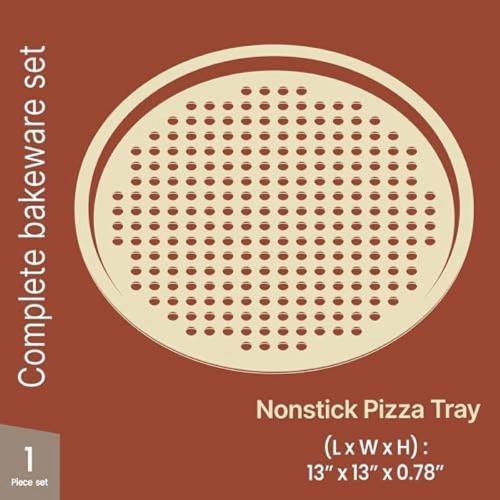 Bakken- Swiss Non-Stick Pizza Pan with Holes - 13-Inch Perforated Pizza Crisper Carbon Steel Pizza Pan - 2 Round Pizza Trays - PFOA PFOS and PTFE Free