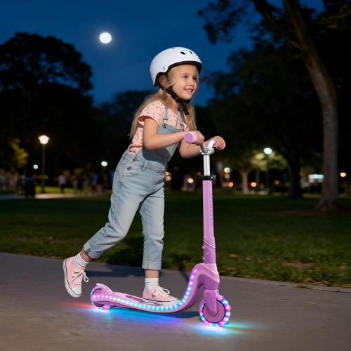 Tonbux Scooter for Kids with Light-Up Wheels & Deck, Adjustable Heights 2 Wheel Kids Scooters for Kids 5-7, Toddler Scooters with 4 Lighting Modes Deck