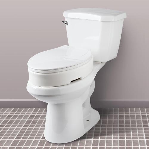 Carex Health Brands Hinged Elongated Toilet Seat Riser, Adds 3.5 Inches of Height to Toilet, 300 Pound Weight Capacity, Raised Toilet Seat, White (FGB32100 0000)