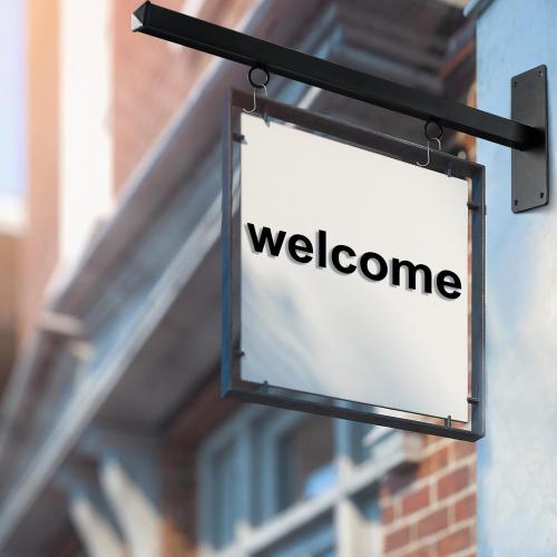 Stylish Clean Simple Design Hanging Sign Bracket Mounting Arms Sign Hanger for Home Office Classroom