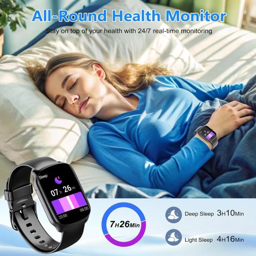 Smart Watch for Men Women, 1.95HD Smartwatch (Dial/Answer Calls), Heart Rate/Sleep Monitor Fitness Smartwatch, Curved Screen Watches, 112  Sports Modes Activity Trackers,IP68 Waterproof, Black