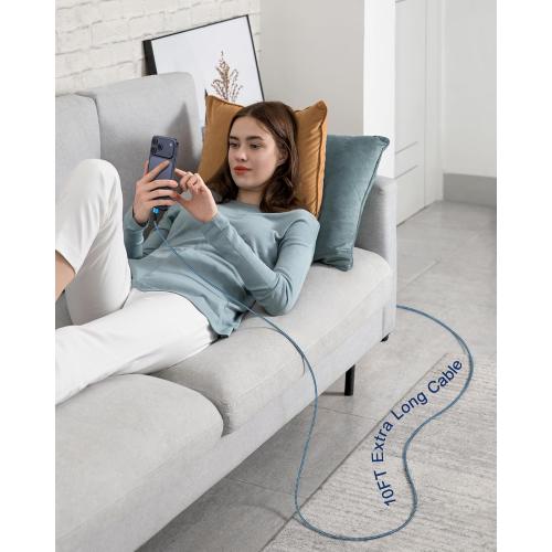 USB Type C Cable 10ft for iPhone 17/16/15 Charging Cable, 2Pack Extra Long Braided USB C to USB A Cord for iPhone 17 Pro Max,17,17 Air,17e,16,16e,16Pro Max,15,15 Pro,15 Plus-Car CarPlay Power Cord