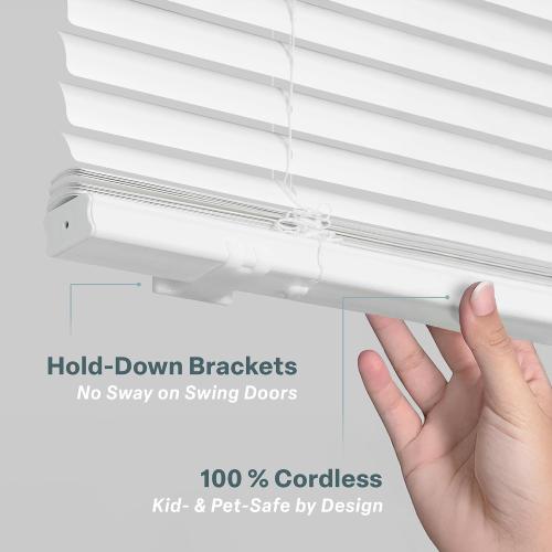 REGAL estate Strong Hold Magnetic Door Mini Blinds, White, 25 x 72 in | No-drill installation, Ideal for offices, kitchens, and magnetic steel entry doors, Light filtering, Cordless 1 in slats