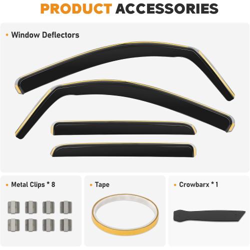 Shatterproof in-Channel Window Rain Guards for Toyota Tundra CrewMax 2022-2026, Window Deflectors, Window Visors for Car, Vent Deflector, 4pcs