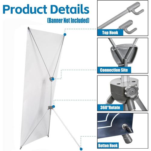 USCNC X Banner Stand Adjustable Fit Banner 23 x 63 to 32 x 78 Inch, Portable Travel Bag, Bigger, More Adaptable Advertising, Stores, Tradeshow, Restaurant, Event, Birthday & Party (1 PACk)