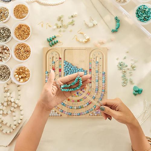 Petoysoso Bamboo Bead Board for Jewelry Making - Necklace and Bracelet Beading Board - Jewelry Making Supplies