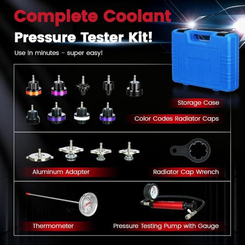 WNZ 15PC Coolant Pressure Tester Kit, Radiator Cooling System Pressure Tester Kit, Radiator Pressure Tester Kit