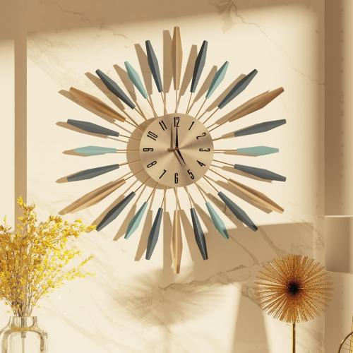 YISITEONE Large Wall Clock Metal Decorative, Mid Century Silent Non-Ticking Big Clocks, Modern Home Decorations for Living Room,Bedroom,Dining Room, Office, 22 inch