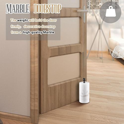 Marble Decorative Door Stoppers Solid Marble Heavy Duty Door Stops Natural Stone Modern Door Stop with Handle for Indoor or Outdoor Door