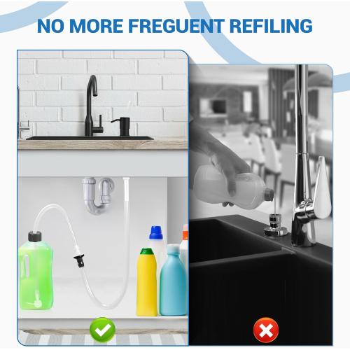 Yofidra Sink Soap Dispenser Extension Kit: Under Sink Dish Soap Dispenser With 47 Tube Hose and Check Valve for Prevent Backflow for Countertop Kitchen Sink Accessories