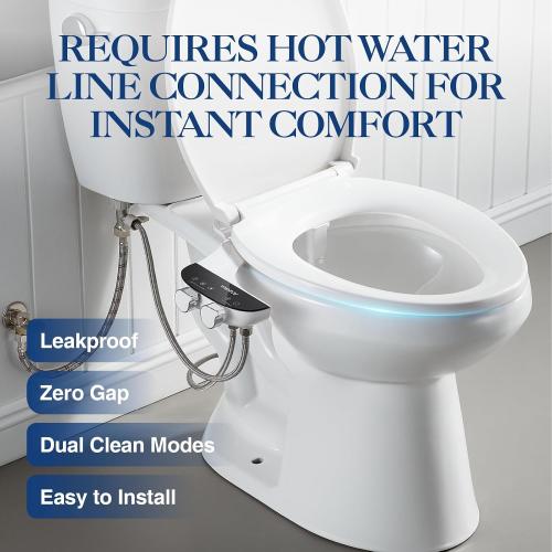 Bidet Attachment for Toilet Seat Non-Electric Bidet Hot and Cold Water Bidet Attachment Toilet Adjustable Water Temperature​ Posterior/Feminine Wash Dual Retractable Nozzle Self-Cleaning(TT18N)
