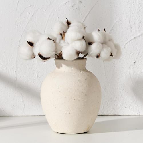 SIDUCAL Ceramic Decorative Flower Vase | 6 Inch Pottery Rustic Farmhouse Boho Vase for Home Decor, Table, Living Room, Bathroom, Shelf, Mantel Decoration, Wedding, White