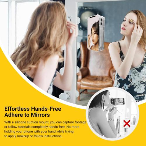 Anteel Double-Sided Silicone Suction Phone Case Mount, Enhanced Suction Cup Power and Thickened Grip for Selfies and Videos, Durable, Hands-Free Non Slip Accessories, 2.36x3.66 (Rose)