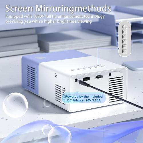 Mini Projector with WiFi - Portable 1080P HD Movie Projectors, Outdoor Compatible with Phone/Tablet/Laptop/TV Stick- Purple White