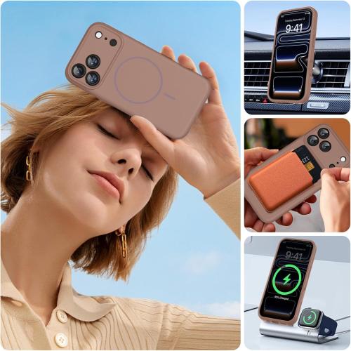 Miracase Magnetic for iPhone 17 Pro Case, Silicone, Chocolate | Compatible with MagSafe, Soft Microfiber Lining,Shockproof Drop Protection Phone Case for 17 Pro