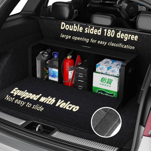 GMQ Car Trunk Organizer for SUV,Car Organizers and Storage with Collapsible Storage, Large Capacity for SUV, Truck, MPV (Carbon Black)