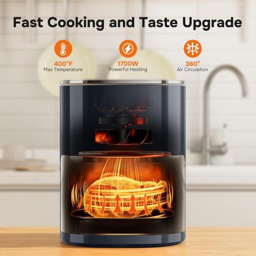 Simple Deluxe 12-in-1 Air Fryer 6.34 Qt, Digital Preset Airfryer with Visible Window, Nonstick and Dishwasher-Safe Basket, Air Fry, Roast, Bake, Dehydrate, Fries, 1700W, Gary