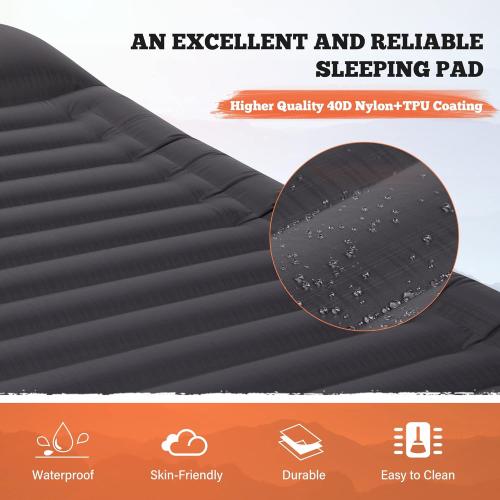TOBTOS Double Sleeping Pad for Camping, Extra Thick 6 Camping Mattress 2 Person with Pillow Built-in Foot Pump, Inflatable Sleeping Mat for Camp, Backpacking, Hiking, Traveling