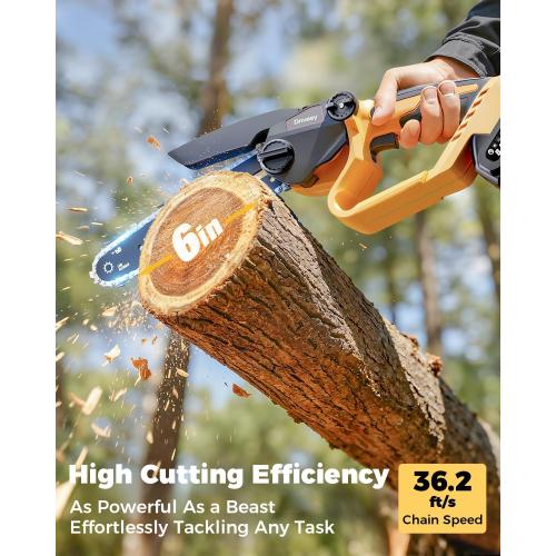 Cordless Pole Saw & Mini Chainsaw, 2-in-1 Lightweight Electric Pole Saw for Tree Trimming, Battery Powered with Brushless Motor, 2x2.0Ah Batteries (SN3014)