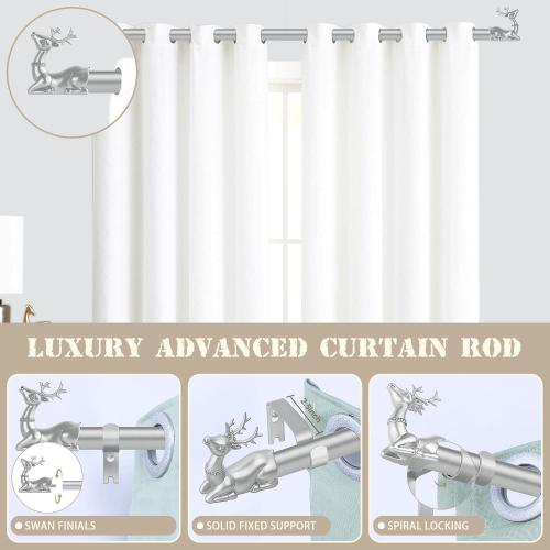 Size 66-120 Color Brown Decorative Curtain Rods for Windows:66-120 Adjustable Farmhouse Curtain Rod for Bedroom Living Room,Heavy Duty Rustic Drapery Rods with Vintage Deer Finials Easy Install,