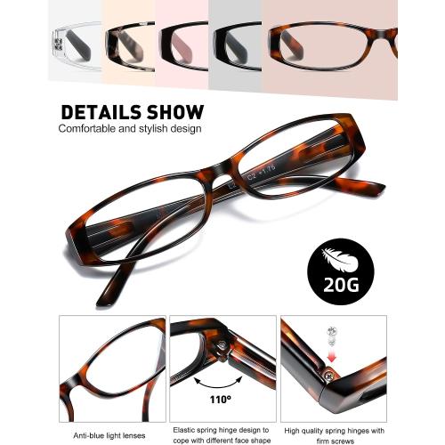 Reading Glasses Blue Light Blocking, 6-Pack Reading Glasses for Women with Comfort Spring Hinges, Anti UV/Glare Readers 1.50