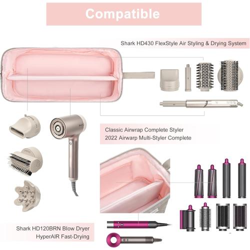 Leudes Hair Tools Travel Bag for Shark Flexstyle Carrying Case Portable Shark Hair Air Wrap Dryer Case Waterproof Dustproof Flat Curling Iron Travel Organizer (Camel)