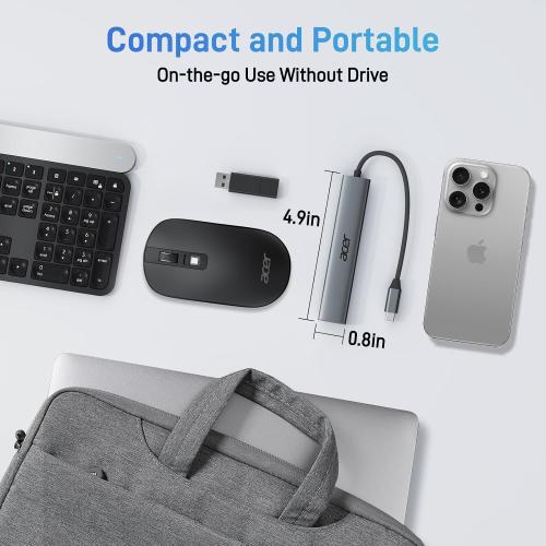 Acer 5 in 1 USB C Hub with 4K HDMI, 100W Power Delivery, 3 USB A Data Ports, USB C to HDMI Multiport Adapter for Laptop, PC, Tablet, MacBook Air, iPad Air, iMac, iPhone 15/16 Pro/Pro Max