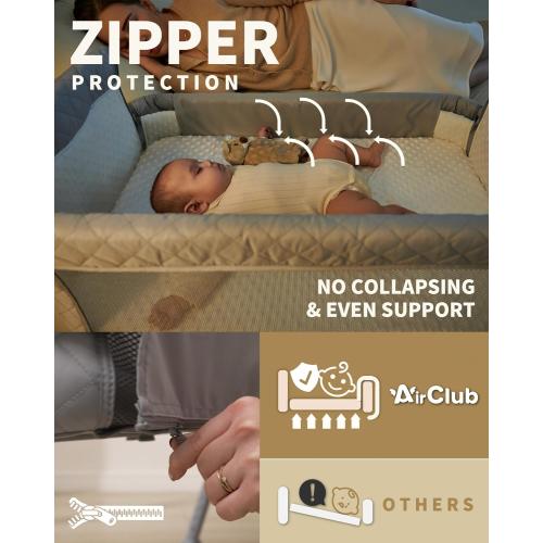 AirClub Bassinet Bedside Sleeper, Baby Crib for Newborn, Baby Bassinets Bedside Sleeper with 4 Auto-Lock & Adjustable Height, Breathable Mesh & Mattress, Bedside Bassinet