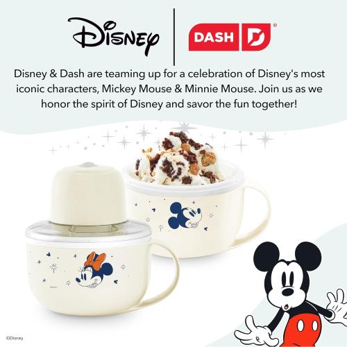 Disney Dash My Mug Ice Cream Maker Bundle - Mini Electric Ice Cream Maker - Creates Gelato, Sorbet & Frozen Yogurt - Easy to Clean & Use - 2 Mugs, Mickey & Minnie Design NEEDS CLEANING, MISSING PIECES