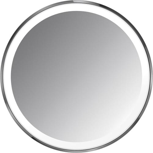 Size Medium simplehuman Sensor Mirror, Lighted Compact Makeup Magnifying Mirror with Light, Round, Travel Size, Black Stainless Steel