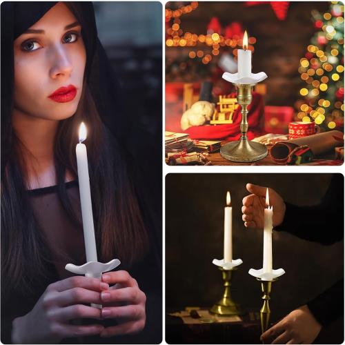 EBaokuup Reusable Candle Drip Protectors,Detachable Plastic Candle Holders with Wax Catcher,Candle Bobeches for Church Vigil Christmas Eve Wedding Party Tapers Candlesticks