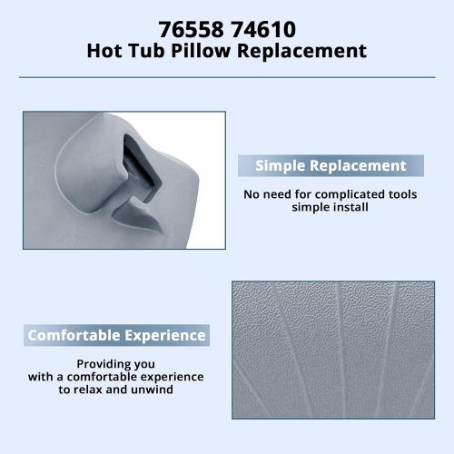 76558 74610 Hot Tub Spa Pillow Headrest Fit for Hot Spring Pillows Replacement for Limelight Spas up to 2017, Pulse/Pulse DL/Bolt (2012-2017), Glow/Flair (2008-2017), Gleam (2013-2017) (3 Pack)