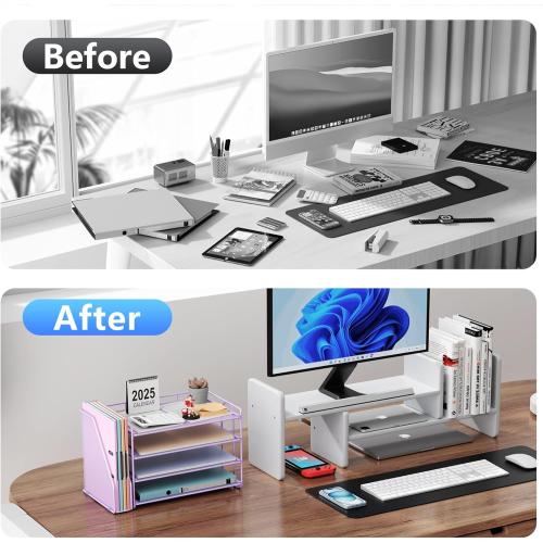 Purple gianotter 4-Tier Paper Organizer With Magazine Holder, Desk Organizers and Accessories, File Organizer for Office Supplies Storag (Purple)