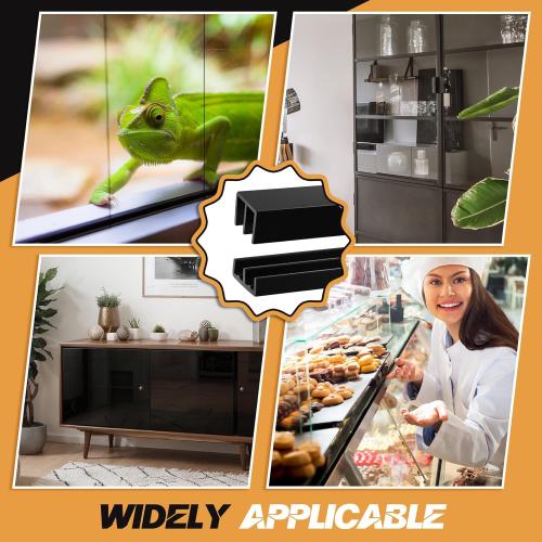 Landical 2 Sets Plastic Sliding Door Track Set for Cabinet Double Rails Panel Kit, 1/4 Thick Panels Glass Door Hardware System Window Track Quick Installation(4ft,Black)