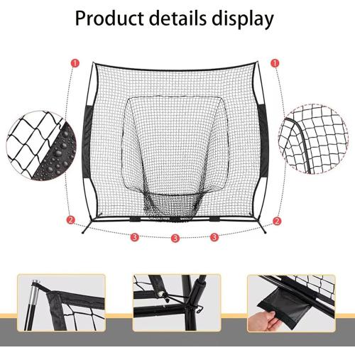 7'×7' Baseball Softball Practice Net with Strike Zone and Carry Bag, Batting Tee, Baseball Backstop Practice Net for Pitching Batting Catching for All Skill Levels