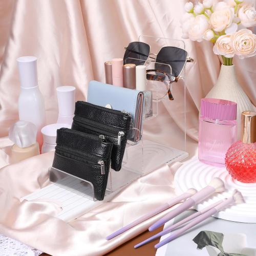 Giantree Acrylic Wallet Display Stand, 2 PCS 6 Tier Clear Purse Handbag Organizer Jewelry Riser Display Stand 7.8 Clear Multi Slot Counter Table Shelf for Cosmetic Perfume Sunglasses Handbag
