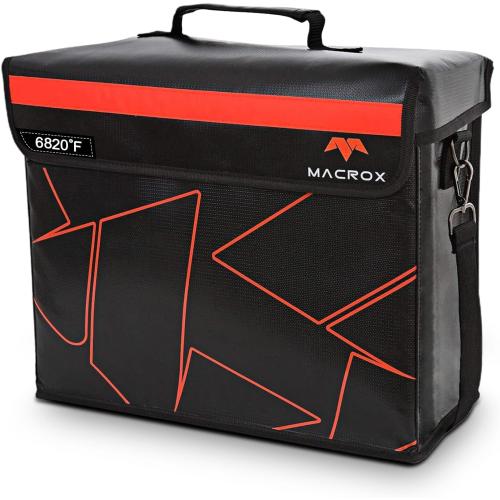 Size 16x12.6x6.5 Fireproof and Waterproof Document Bag with Lock, 6200℉ Insulated, Patented Enclosed Flap Design, Heavy Duty Fire Safe Storage Box for Documents, Files & Valuables, 16x12.6x6.5
