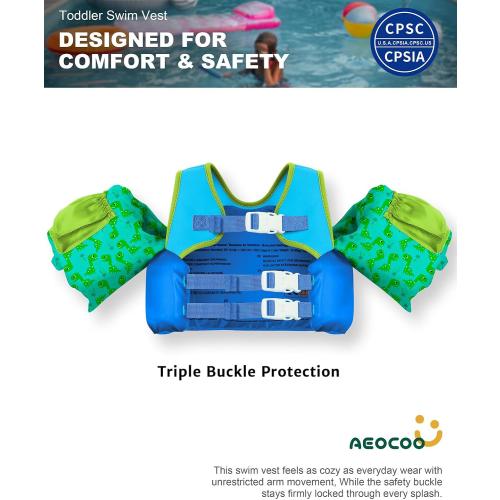 AEOCOO Puddle Float Jumper for Swimming, Toddler Swim Vest for Water Play, Pool Floats with Swimming Arm Floaties Swim Jacket & Water Wings for Kids Swimmies, Boys, Girls, Niños