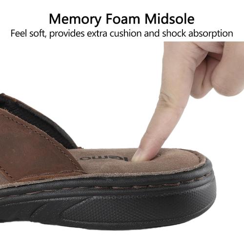 Size/8 riemot Men's Leather Sandals Outdoor Walking Cushioning Arch Support Sandals Casual Lightweight Non-slip Summer Slides Shoes US 9-14