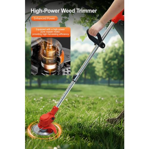 Cordless Weed Wacker, Lightweight Electric Grass Trimmer, 2 Batteries, Weed Trimmer, Adjustable Weed Eater,String Trimmers, Red