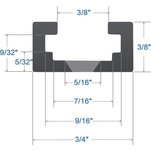 Aluminum 36 T-Track for Woodworking –Double Cut Profile Universal with Predrilled Mounting Holes -Woodworking and Clamps-Fine Sandblast Black Anodized 2PK