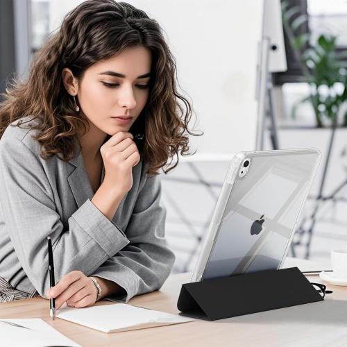 Detachable Case for iPad (A16) 11th/10th Generation 11 Inch/10.9 Inch (2025/2022) with Pencil Holder - 2-in-1 Removable Sliding Cover with Full Clear Back, Lanscape & Portrait Angle, Black