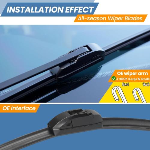 GSPSCN OEM QUALITY 24'' 18'' Premium Original Replacement Windshield Wiper Blades,Quiet and Durable Stable High Performance All-Season Auto Wiper Blades for J Hook (Pack of 2)